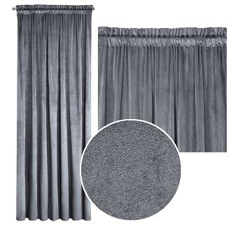 Zasłona gotowa na taśmie ROSA 140x270 Eurofirany grafitowa