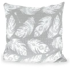 Poszewka z kory 40x40 szara w białe piórka