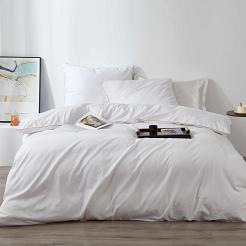 Pościel satyna bawełniana Queen Premium 140x200 biała ze złotą lamówką