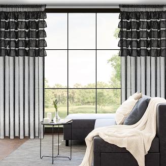 Firana gotowa na taśmie AURA 140x270 Eurofirany czarny