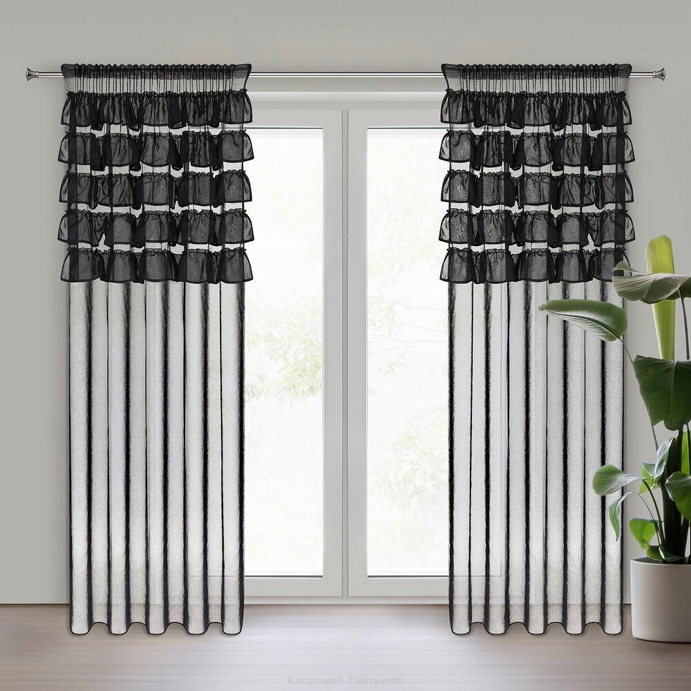 Firana gotowa na taśmie AURA 140x270 Eurofirany czarny