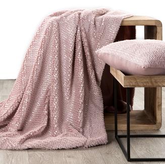 Koc narzuta HAVANA 200x220 Design91 pudrowy/srebrny