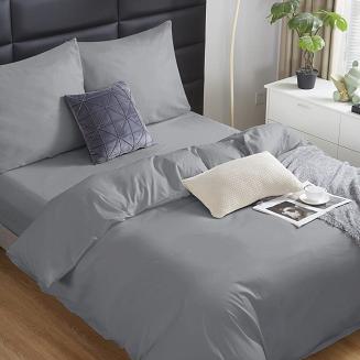 Pościel satyna bawełniana 220x200 SIN jednobarwna grafitowa