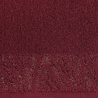 Ręcznik bawełniany z bordiurą przetykaną błyszczącą nicią MARGO 70x140 Eurofirany bordowy