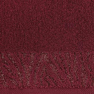 Ręcznik bawełniany z bordiurą przetykaną błyszczącą nicią MARGO 70x140 Eurofirany bordowy