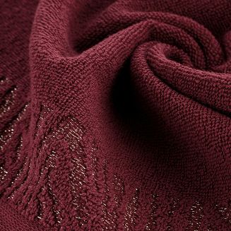 Ręcznik bawełniany z bordiurą przetykaną błyszczącą nicią MARGO 70x140 Eurofirany bordowy
