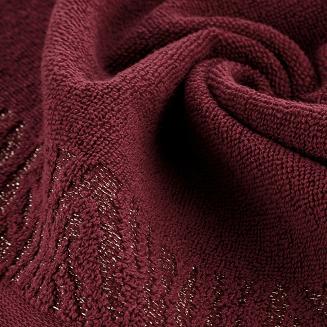 Ręcznik bawełniany z bordiurą przetykaną błyszczącą nicią MARGO 70x140 Eurofirany bordowy