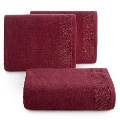 Ręcznik bawełniany z bordiurą przetykaną błyszczącą nicią MARGO 70x140 Eurofirany bordowy