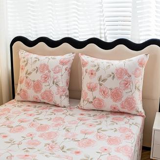 Komplet pościeli dwustronnej 220x200 kremowa różany ogród