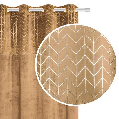 Zasłona gotowa na przelotkach NORD 140x250 welurowa półzaciemniająca miodowa