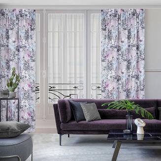 Zasłona gotowa na taśmie HONEY 140x270 Eurofirany beżowy/fioletowy