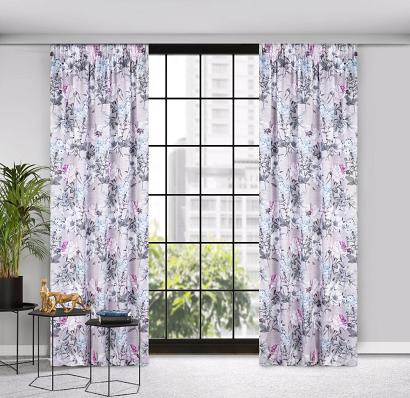 Zasłona gotowa na taśmie HONEY 140x270 Eurofirany beżowa / fioletowa