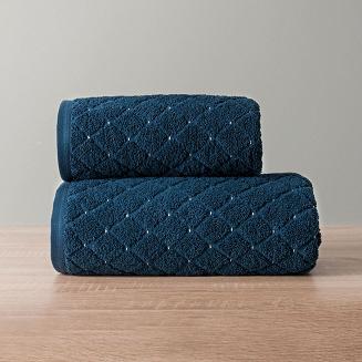 Ręcznik bawełniany OLIWIER 50x90 geometryczny wzór granatowy