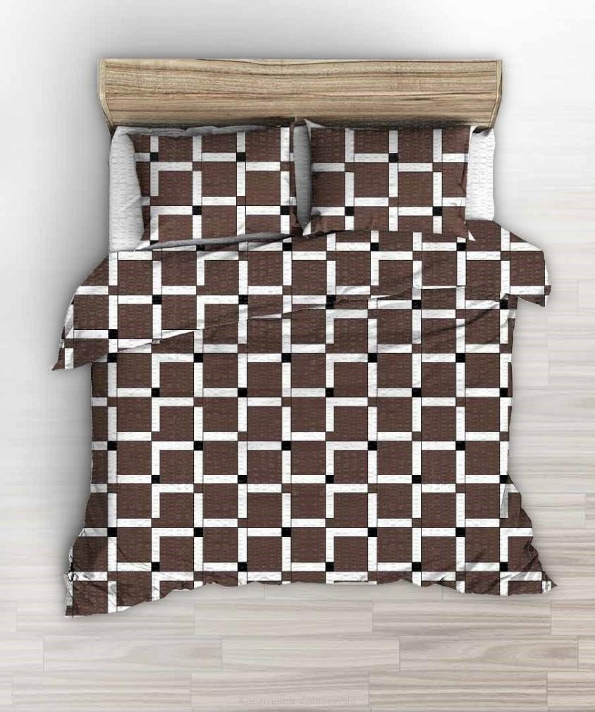 Pościel z kory 180x200 brązowa w asymetryczną kratkę