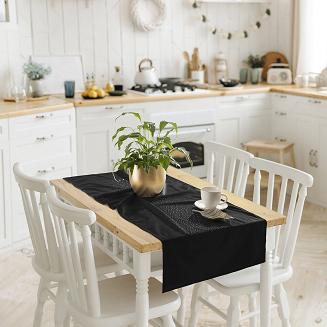 Bieżnik dekoracyjny SHINY 60x120 welurowy czarny z kryształkami