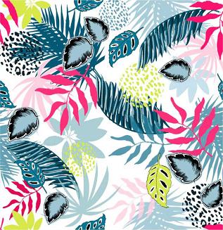 Szlafrok damski LUNA kod 369 turkusowy w egzotyczne liście