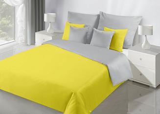 Pościel satynowa NOVA 155x220 Eurofirany jasnoszary/żółty