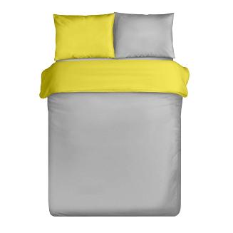 Pościel satynowa NOVA 155x220 Eurofirany jasnoszary/żółty