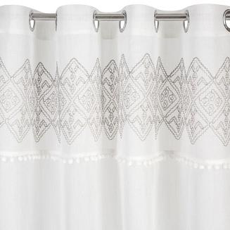 Firana gotowa na przelotkach DAPHNE 140x250 Eurofirany biała/srebrna