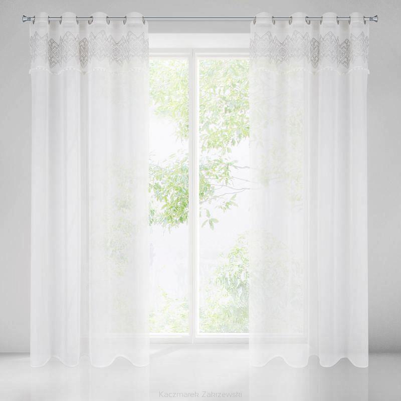 Firana gotowa na przelotkach DAPHNE 140x250 Eurofirany biała/srebrna