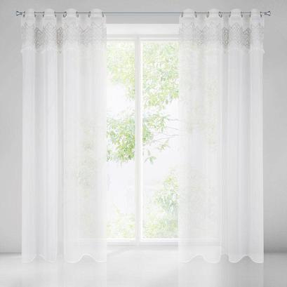 Firana gotowa na przelotkach DAPHNE 140x250 Eurofirany biała/srebrna