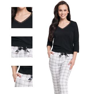 Piżama damska LUNA kod 609 czarna / krata