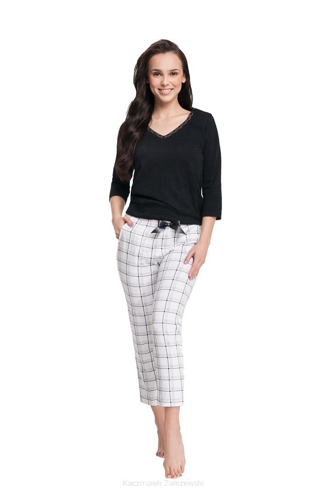 Piżama damska LUNA kod 609 czarna / krata