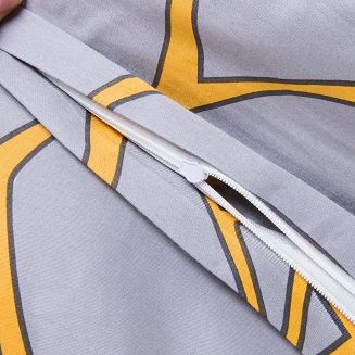 Pościel satyna bawełniana SATYNLOVE 160x200 szara w pomarańczowe liście