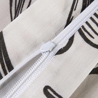 Pościel satyna bawełniana CARINA 200x220 biała czarna w rysowane kwiaty