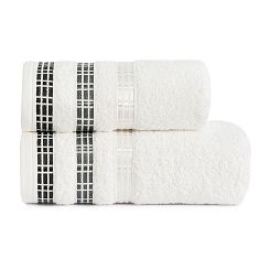 Ręcznik bawełniany LUXURY 70x140 biały z bordiurą w geometryczne pasy