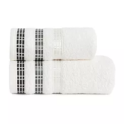 Ręcznik bawełniany LUXURY 70x140 biały z bordiurą w geometryczne pasy