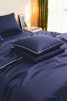 Poszewka bambusowa 70x80 granatowa z białą bizą