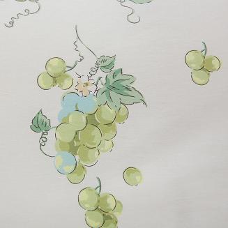 Pościel satynowa 160x200 kremowa zielona kiście winogron napisy serduszka