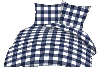 Pościel z kory 200x220 wzór granatowa krata