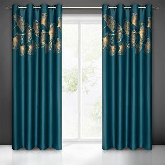 Zasłona gotowa na przelotkach HARMONY 140x250 Eurofirany ciemnoturkusowy/złoty