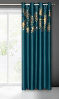 Zasłona gotowa na przelotkach HARMONY 140x250 Eurofirany ciemnoturkusowy/złoty