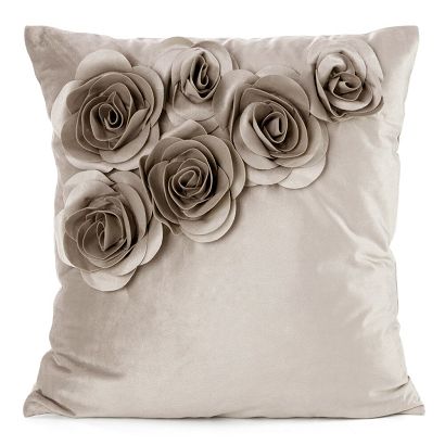 Poszewka dekoracyjna FLORES1 45x45 Eurofirany beżowa kwiaty róże 3D