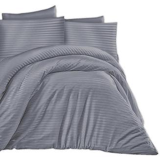 Pościel satyna bawełniana LUX CIZGILI 160x200 Darymex antracytowa