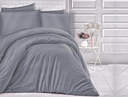 Pościel satyna bawełniana adamaszek 160x200 antracytowa