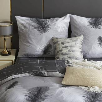 Szara Pościel w Pióra Satyna Bawełniana 140x200 Y017