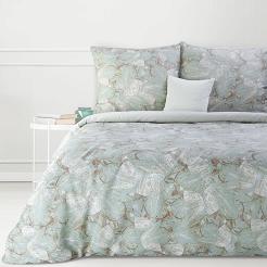 Pościel bawełniana SONIA 200x220 Eurofirany miętowy/jasnobrązowy