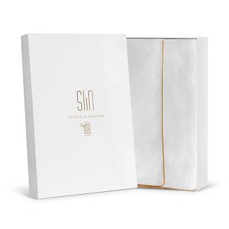 Pościel bawełniana Retro 160x200  biała ze złotą lamówką