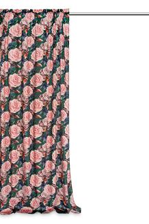 Zasłona gotowa na taśmie Rose Dark 140x270 welurowa zielona róże