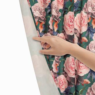 Zasłona gotowa na taśmie Rose Dark 140x270 welurowa zielona róże