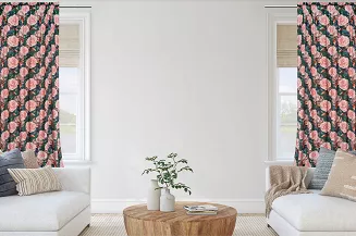 Zasłona gotowa na taśmie Rose Dark 140x270 welurowa zielona róże