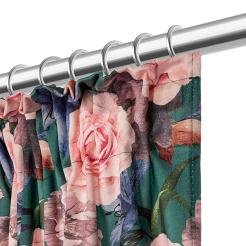 Zasłona gotowa na taśmie Rose Dark 140x270 welurowa zielona róże