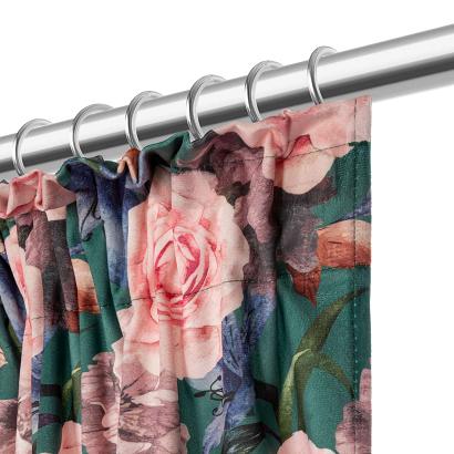 Zasłona gotowa na taśmie Rose Dark 140x270 welurowa zielona róże
