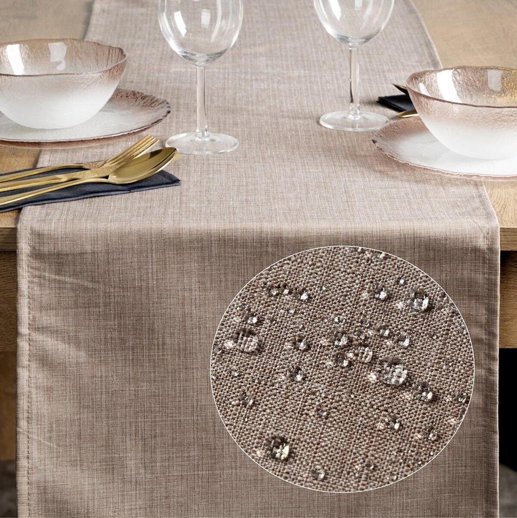 Bieżnik dekoracyjny wodoodporny KATE 40x140 Eurofirany beżowy strukturalna faktura