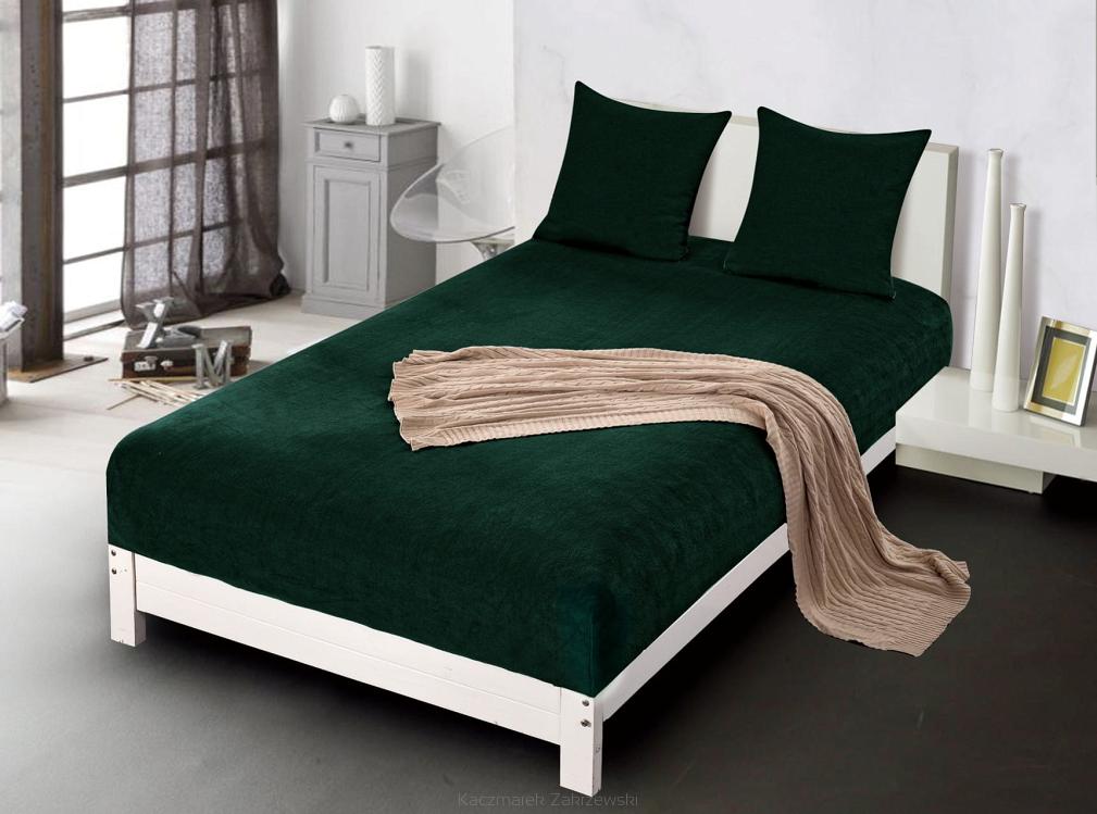 Prześcieradło polarowe z gumką MIŚ 200x220 butelkowa zieleń