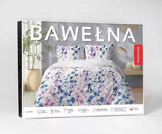Pościel bawełniana 220x200 Detexpol biała różowe niebieskie ostróżki